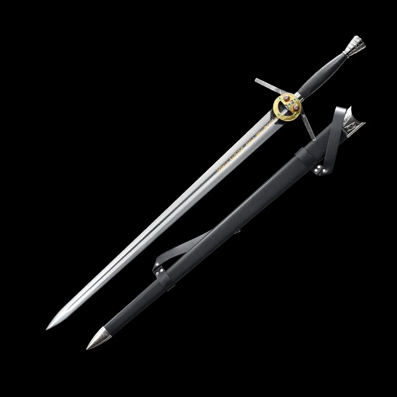 Big Game Geralt's Sword Replica Cosplay Props Stainless Steel Wooden Saya Western Swords Real No Sharp Home Decoration