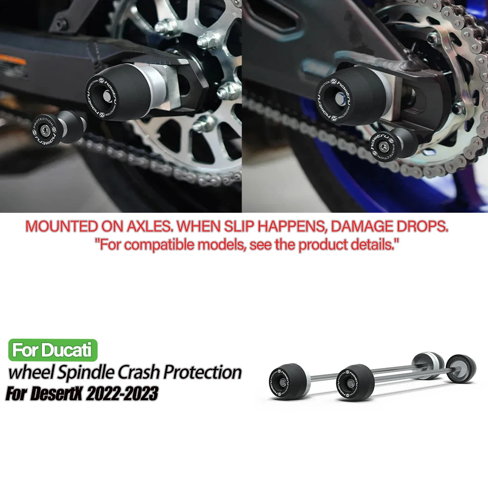 

Motorcycle Sliders Front & Rear Axle Fork Crash Wheel Protection for Ducati DesertX DesertX desertX 2022-2023 Accessories Set