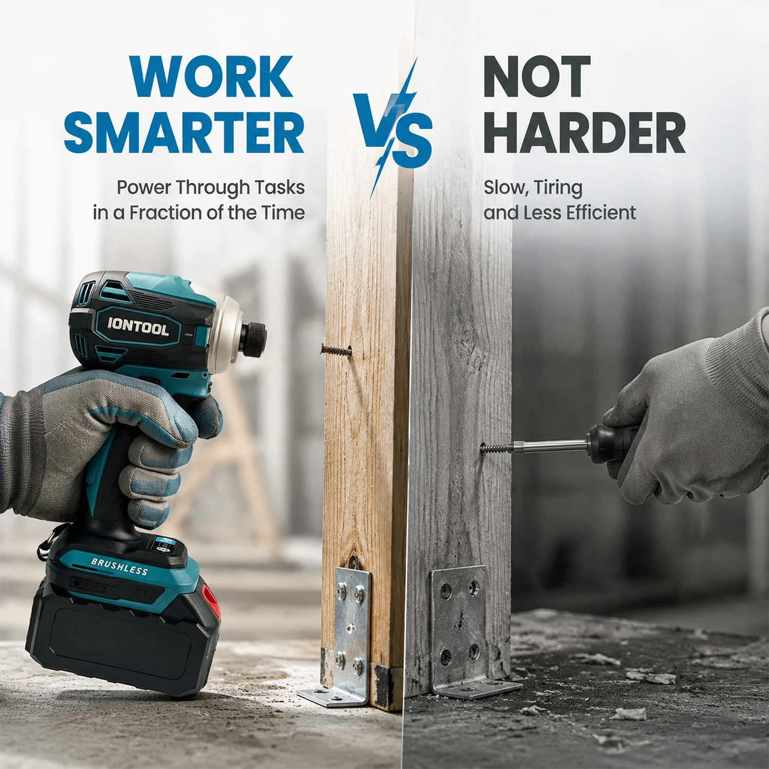 IONTOOL Impact Driver 600W 180N.m Variable Speed Sturdy Reliable Lightweight For 18V Battery Home Workshop Assembly Tool