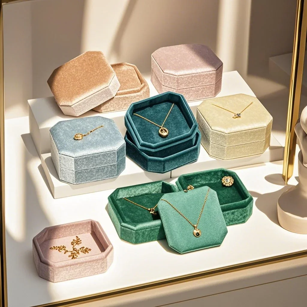

Lbarley Velvet Necklace Jewelry Box Octagon Pendant Display Case Luxury Gift Organizer Perfect for Wedding Birthday Anniversary