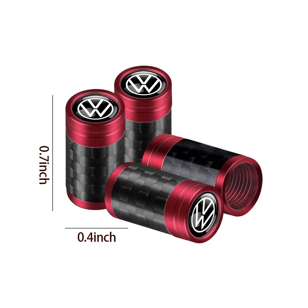 4pcs Metal Carbon Fiber Car Styling Wheel Tire Valve Stem Caps Covers Auto Refit Accessories for Volkswagen Golf GTI R Line