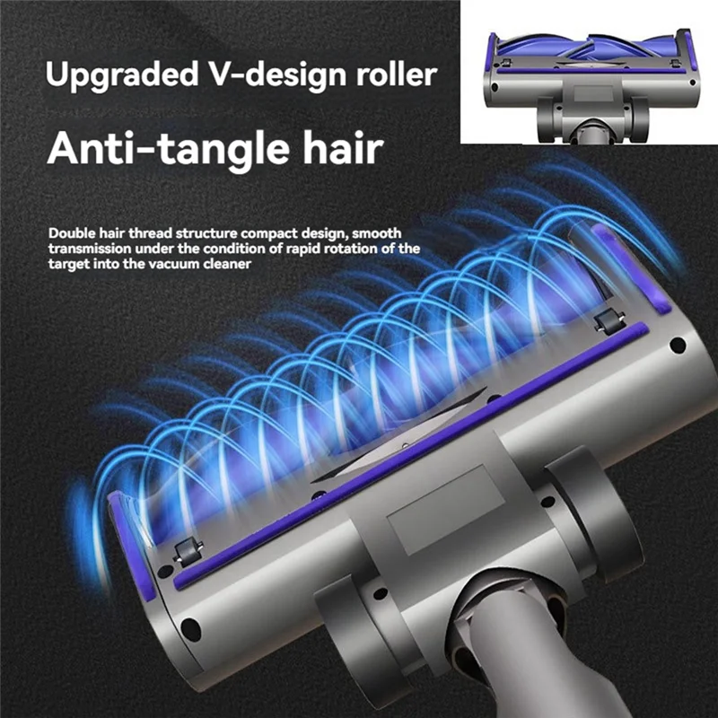 

AT63-сменная вакуумная головка для Dyson V15 V11 V10 V8 V7, вакуумная насадка с зеленым светодиодом, не спутывающаяся роликовая щетка
