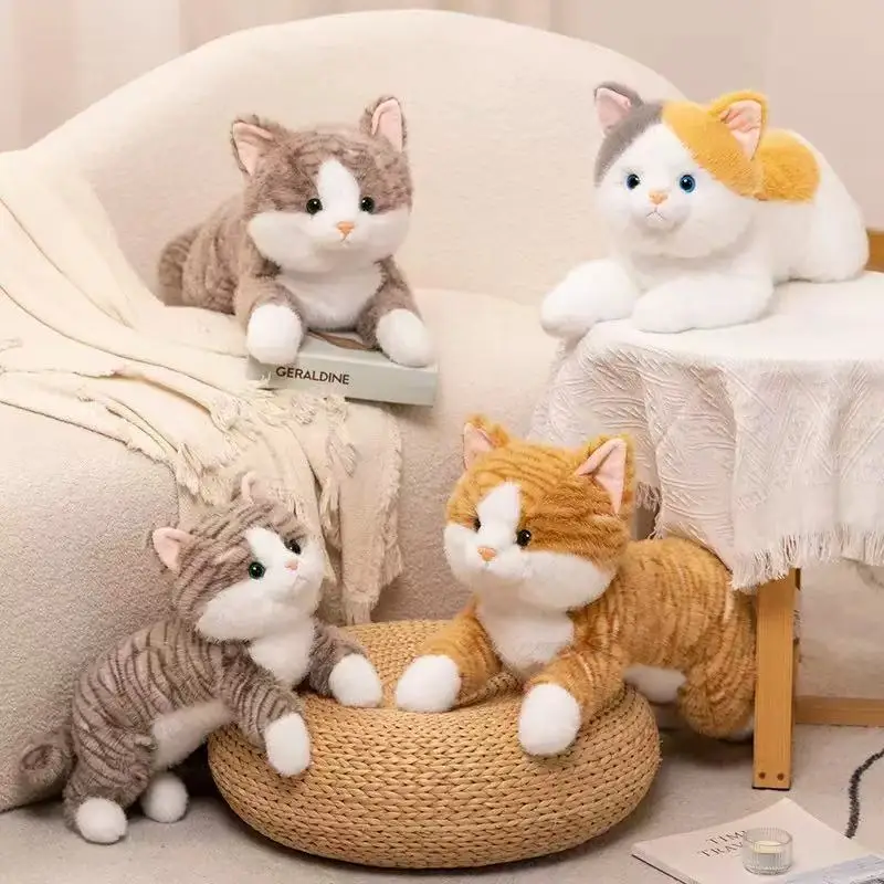 New Cute Simulation Cat Plush Toys Soft Stuffed 5 Colour Kitten Model Fake Cat Realist Animals Kids Girls Valentine's Day Gift