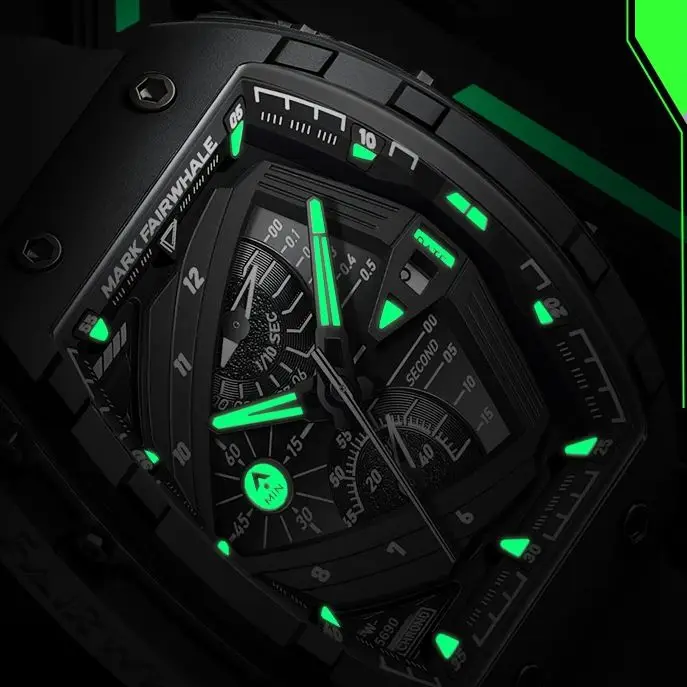 45 MM Tonneau Sport Wrist Watches Men Luxury Silicone Strap Luminous Top Brand Clock Hot Sale 2025