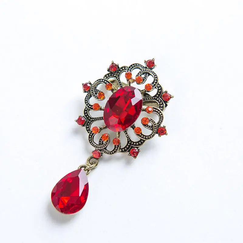 Vintage Wasser tropfen Krone Brosche Strass Kristall Frauen Braut Hochzeit Brosche Pin Party Schmuck