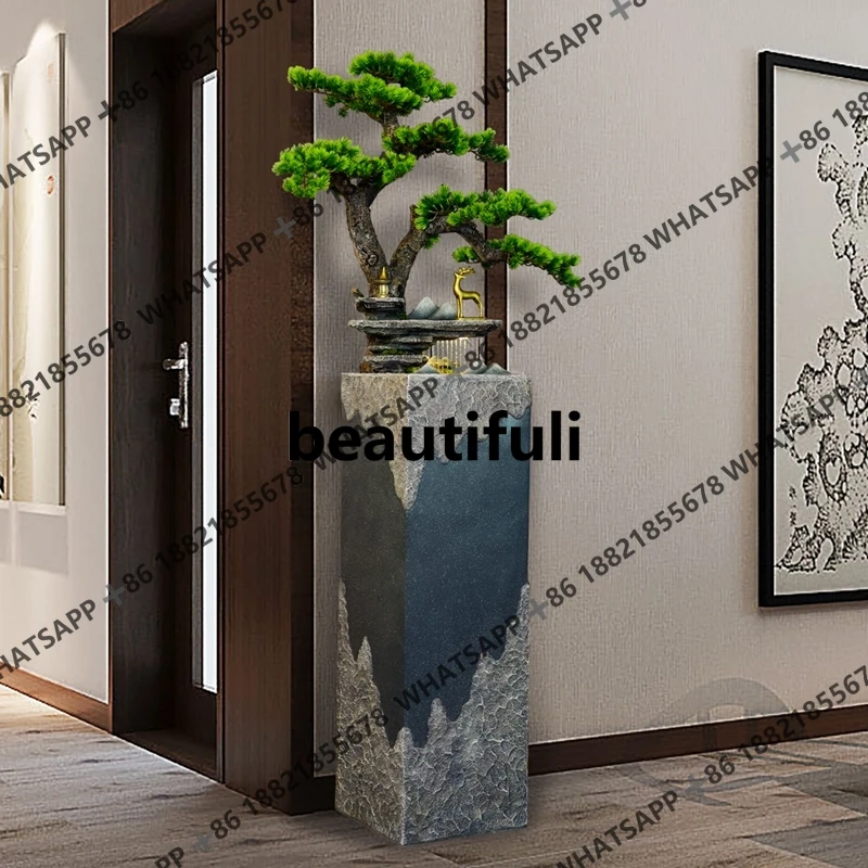 Large floor-to-ceiling modern office flowing water fountain ornament decoration feng shui wheel