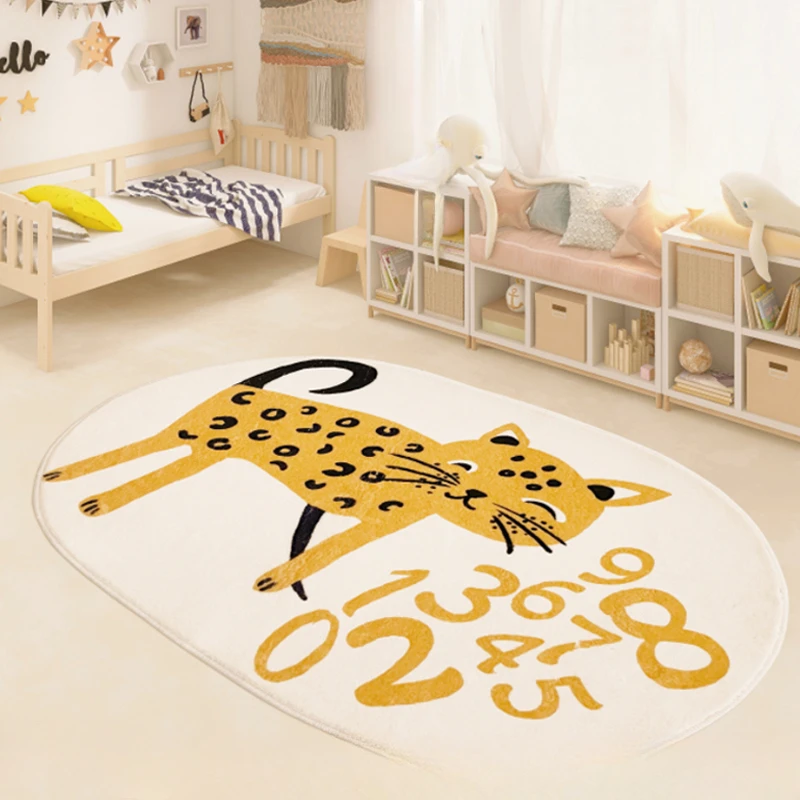 Children's Bedroom Cartoon Carpet Porch Animal Non-slip and Dirt Resistant Rug Cute Yellow Decorative Living Room Simple Carpets