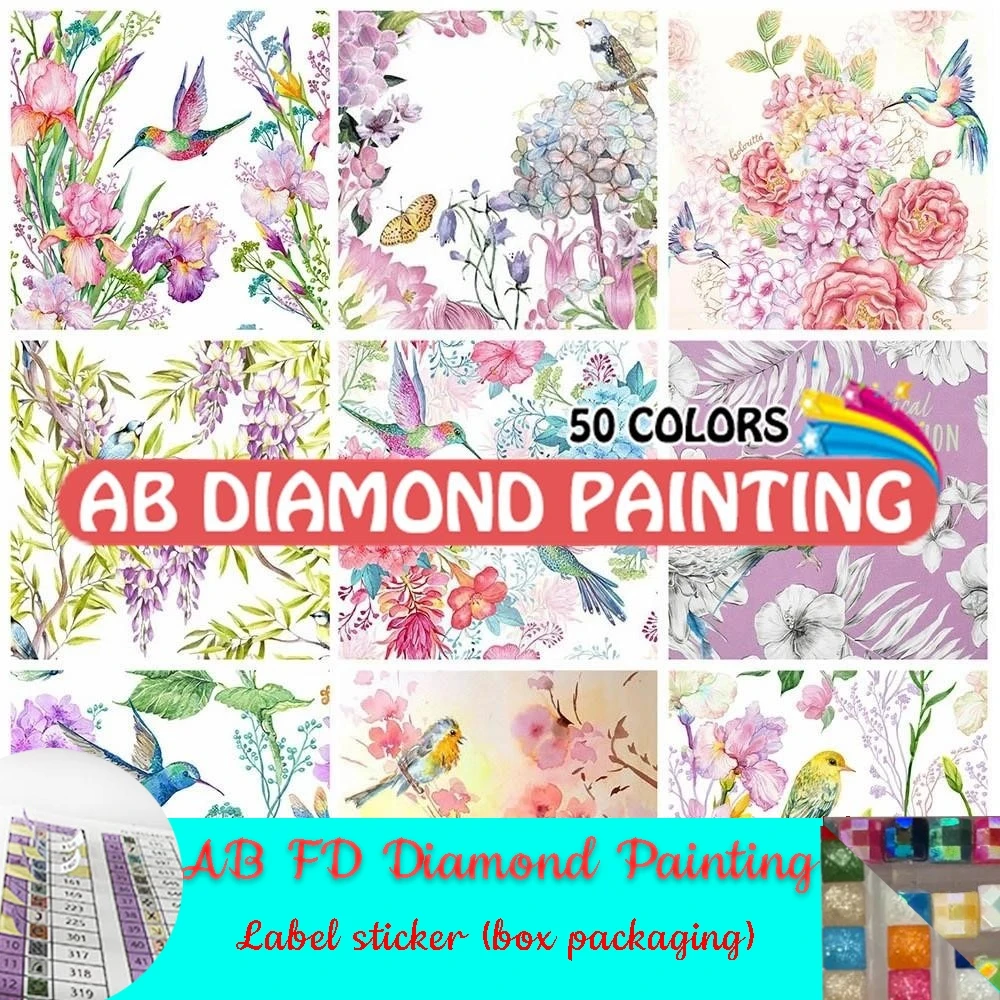 AB FD Diamond Painting Ink Flower And Bird Series 5D DIY Mosaic Full Square/Round Drills Embroidery Animal Home Decor Home Decor