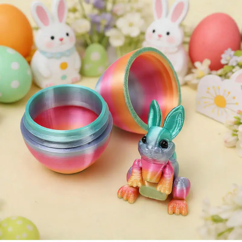 4 szt. Zestaw Jajek Króliczych Drukowanych w 3D Dekoracje Wielkanocne Rękodzieło Prezenty dla Dzieci Stojaki do Przechowywania Impreza Wesołych Świąt Wielkanocnych Prezent dla Dzieci