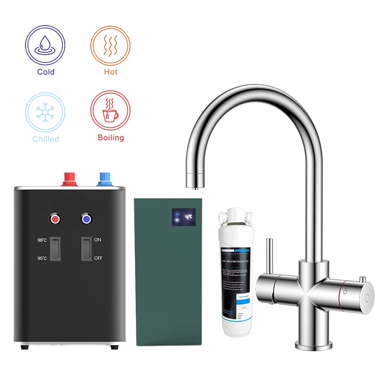 Iwater China Kitchen Elegant Mechanical Instantaneous Heater Boiling Cold Water Tap Filter 4 in 1 Faucet for Drink