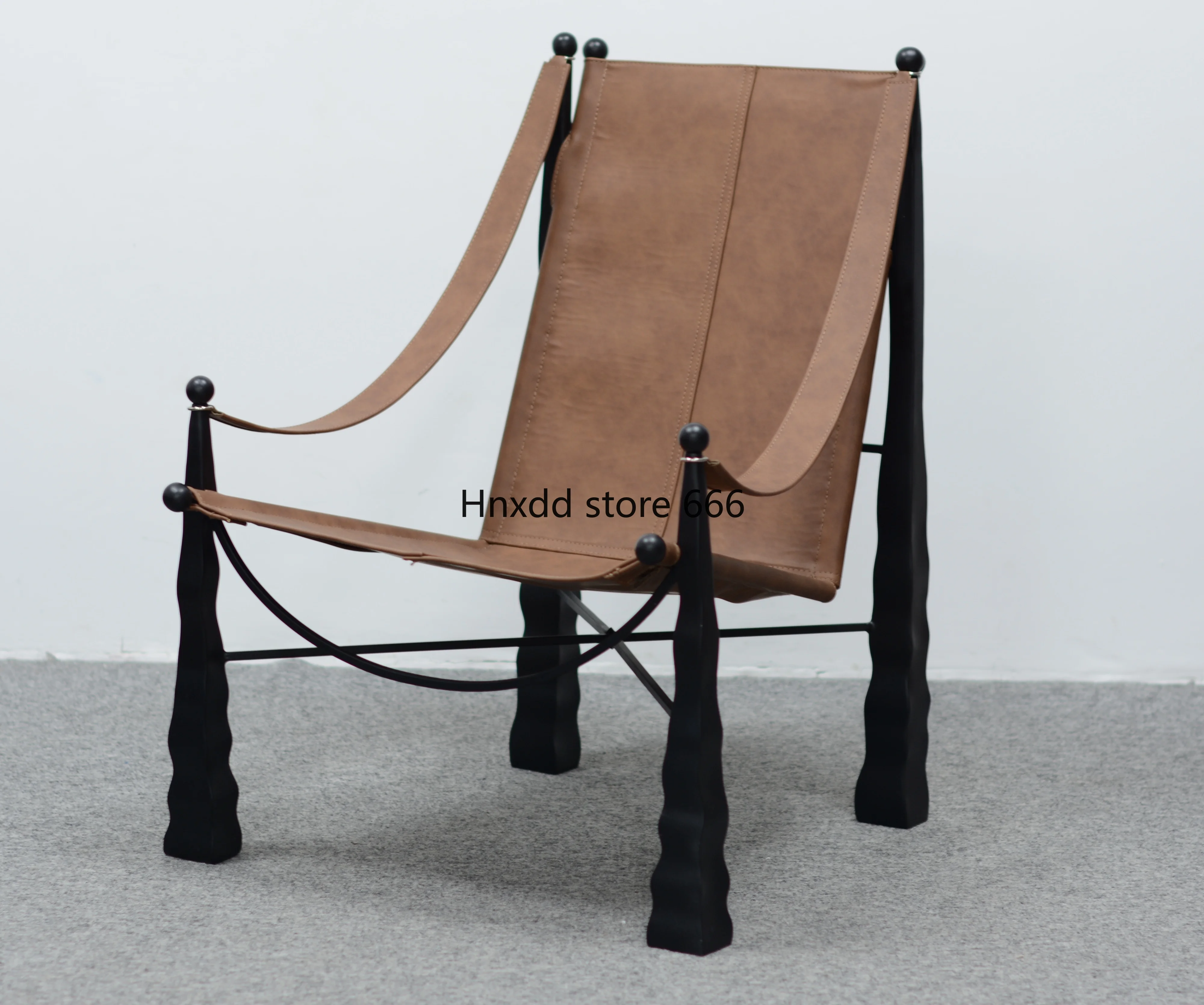 Hotel lounge chair heterosexual backrest horsehair leather chair