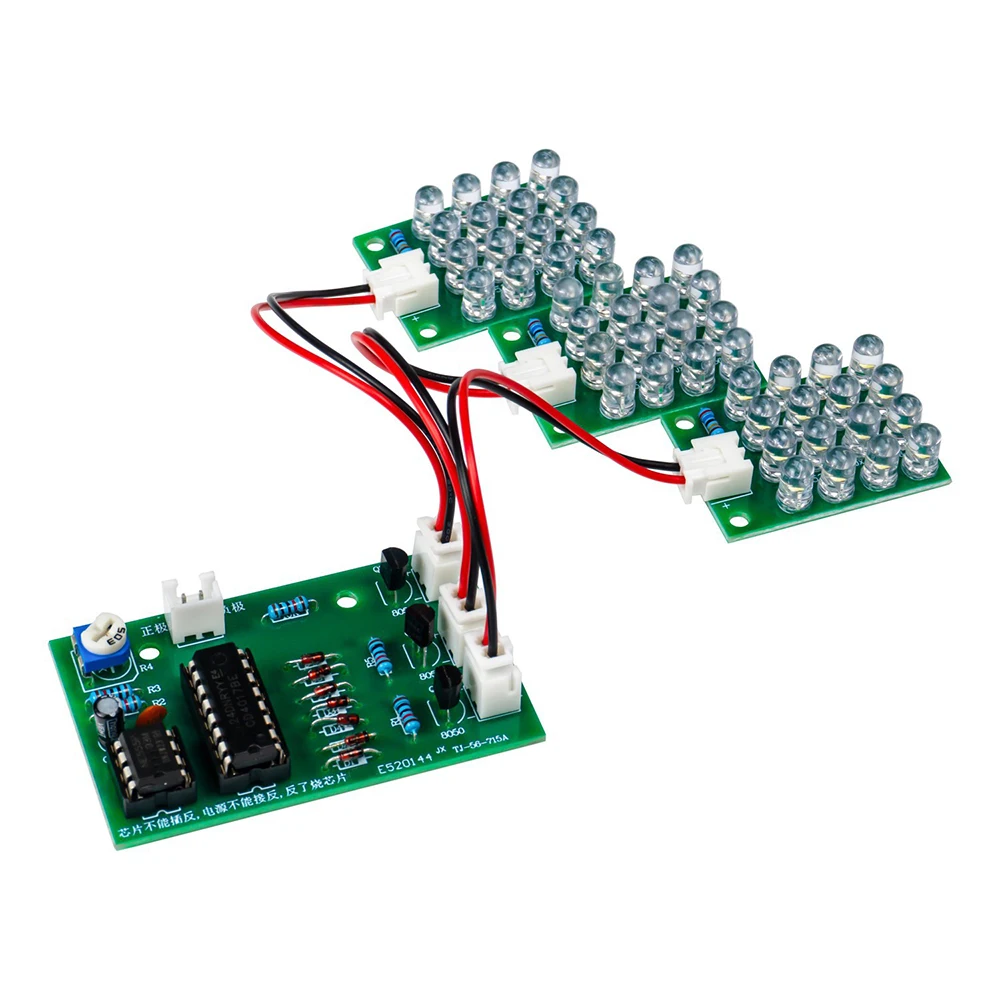 Kit de bricolaje CD4017 + NE555 luz de Flash LED que parpadea a explosiones Suite rojo blanco azul luces de flujo LED auto DIY Kit electrónico de aprendizaje