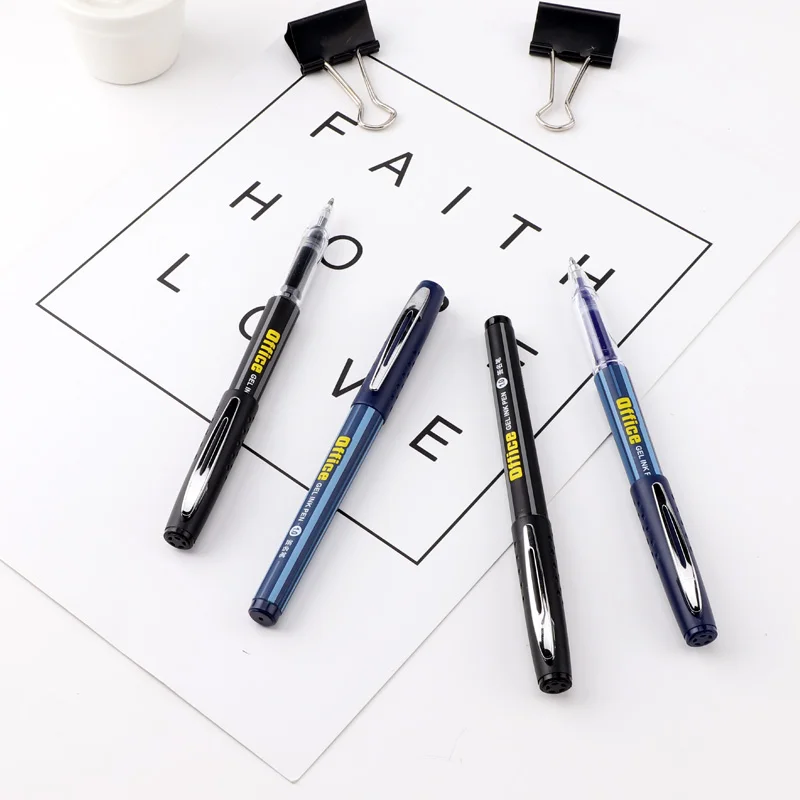 BAOKE PC1048 1.0mm Caneta de tinta gel para escritório Preto Azul Cor de tinta Caneta de clipe de metal de grande capacidade para sinal, notado, escrita
