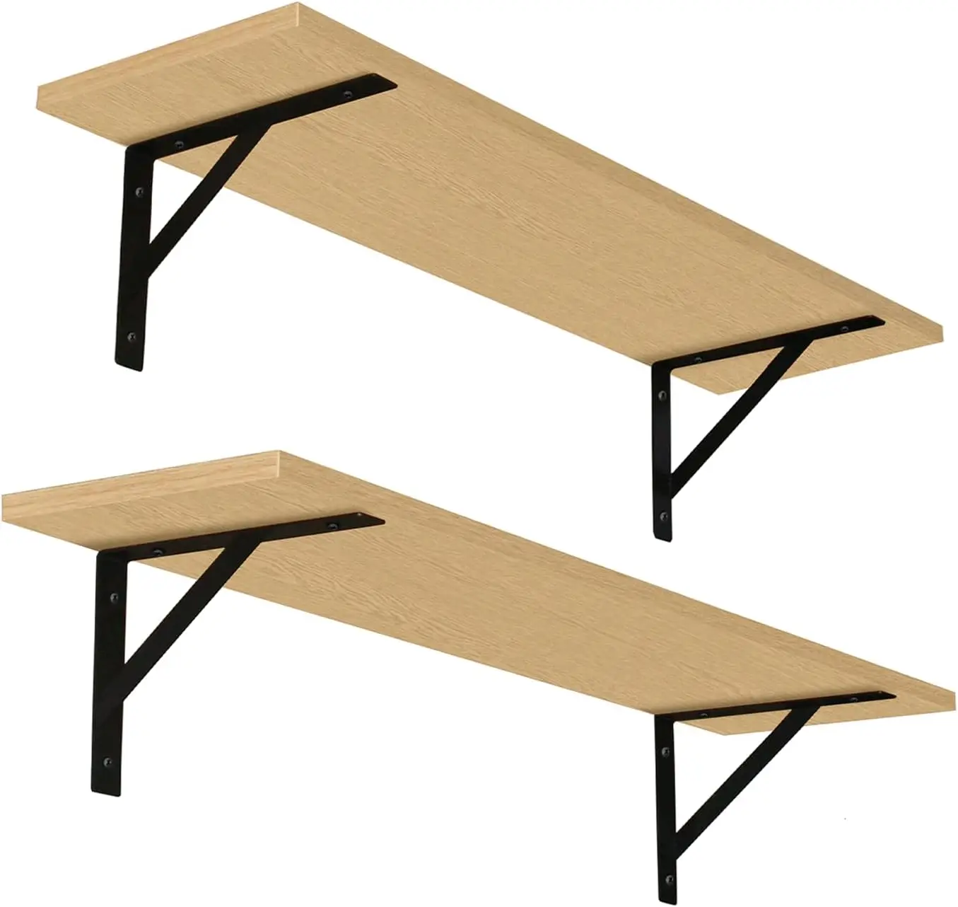 

Long Wall Shelves, 31.5 Inch Wall Mt Shelves Set 2, Easy-to-Install, Wall Strg Ledges with Strdy Metal Brackets for...