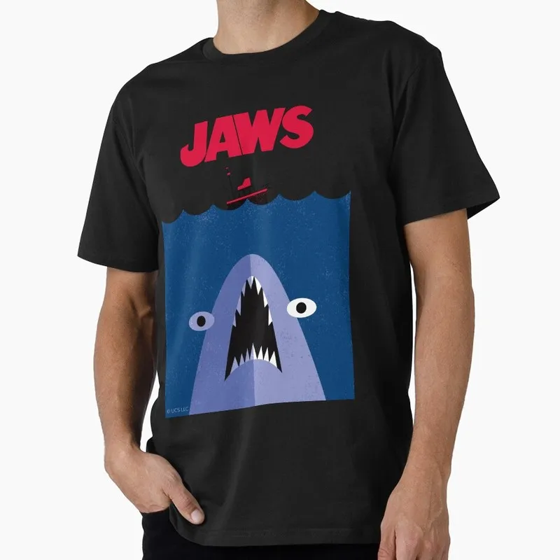 Jaws Horror Movie Halloween Gift T Shirt Vintage Amity Island Great White Shark Graphic Tops Unisex Short Sleeve Streetwear Tees