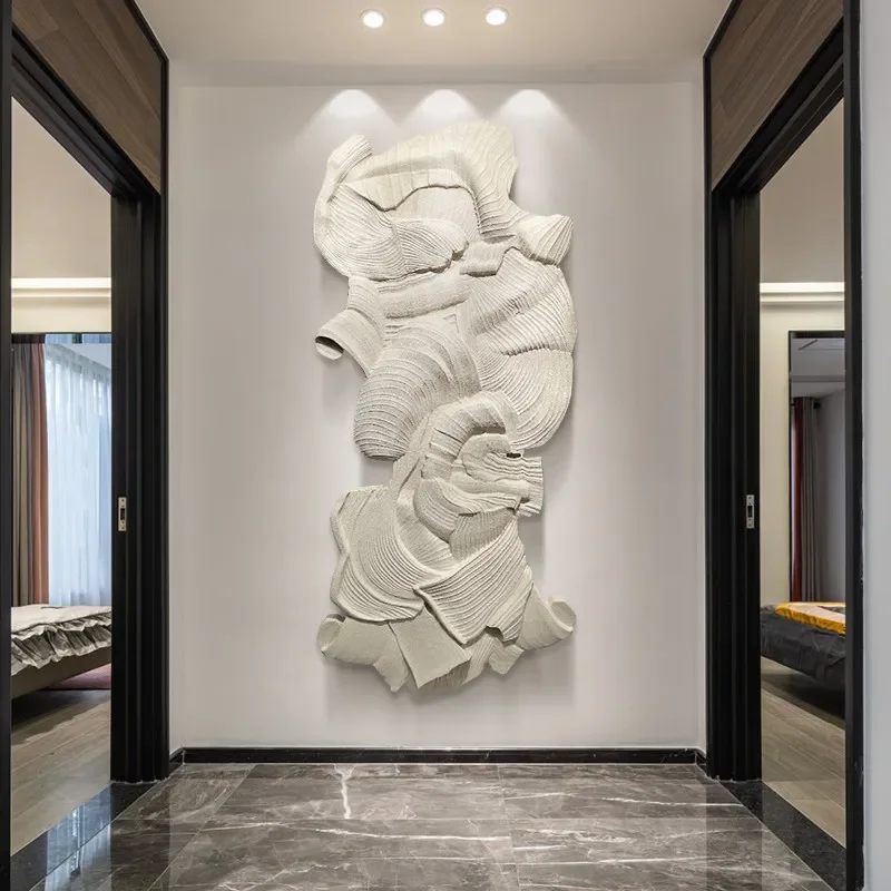 Modern abstract high-end entrance decorative painting corridor aisle hanging painting 3d three-dimensional hotel lobby wood carv