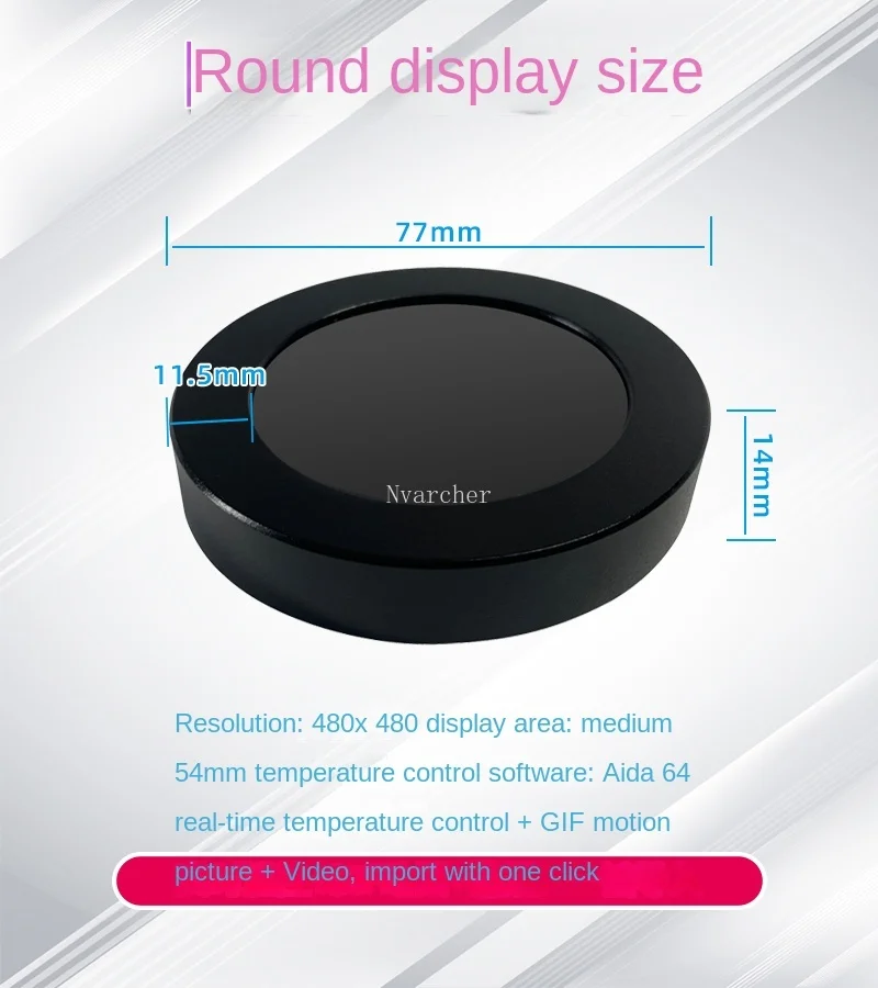 Pantalla redonda de 2,1 pulgadas, IPS de 480x480 Pantalla dinámica, cubierta de control de temperatura, radiador de CPU refrigerado por agua integrado, 120/240/360