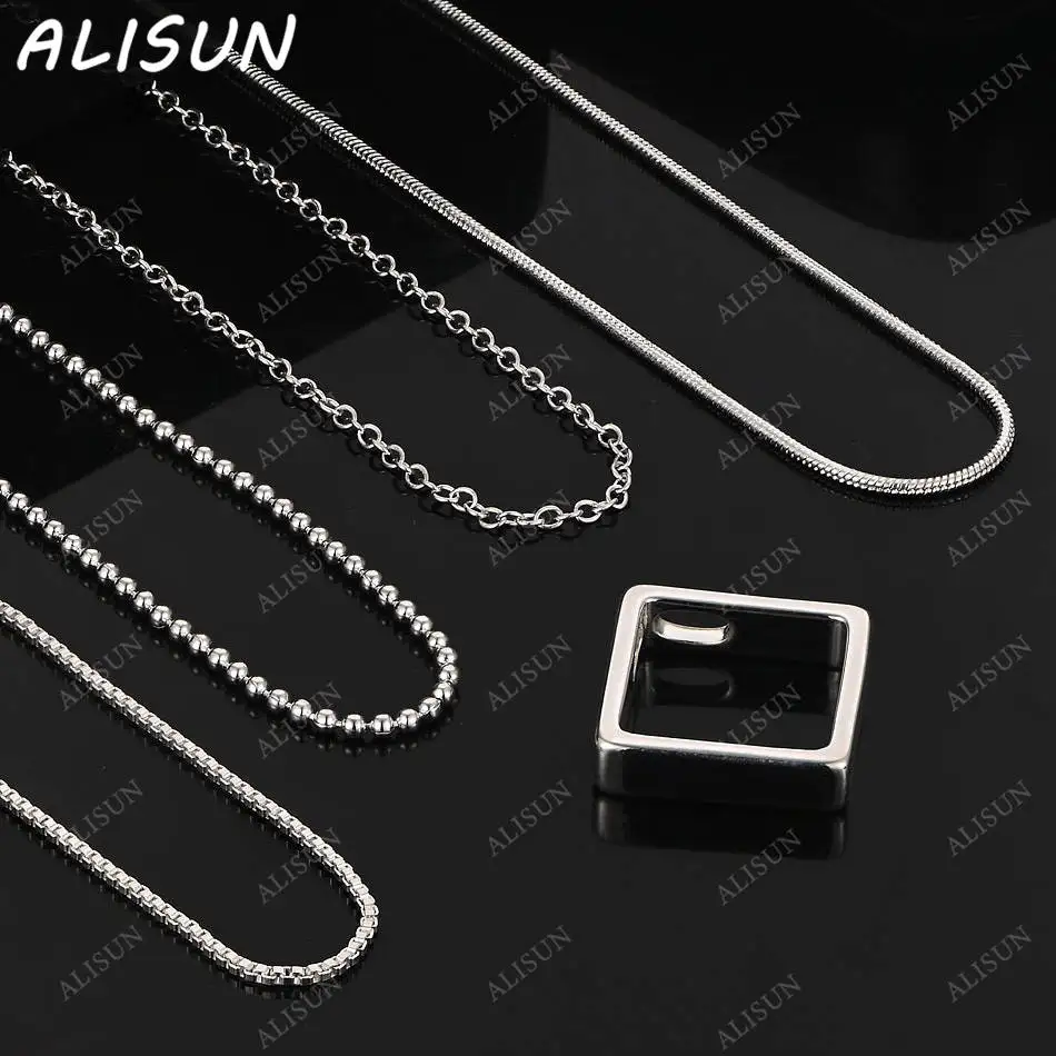 

ALISUN 40-75cm 925 Sterling Silver Square Pendant Necklace For Women Men Anniversary Gift Popular Wild Fashion Romantic Jewelry