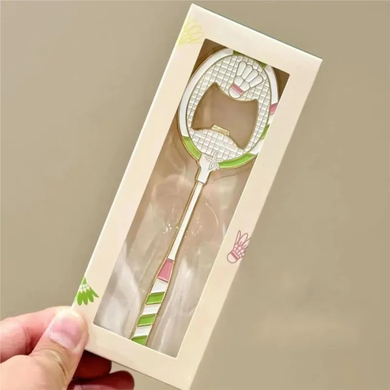 Creative Badminton Racket Shape Refrigerator Sticker Metal Bottle Opener Beverage Beer Opener Magnetic Refrigerator StickerZI694