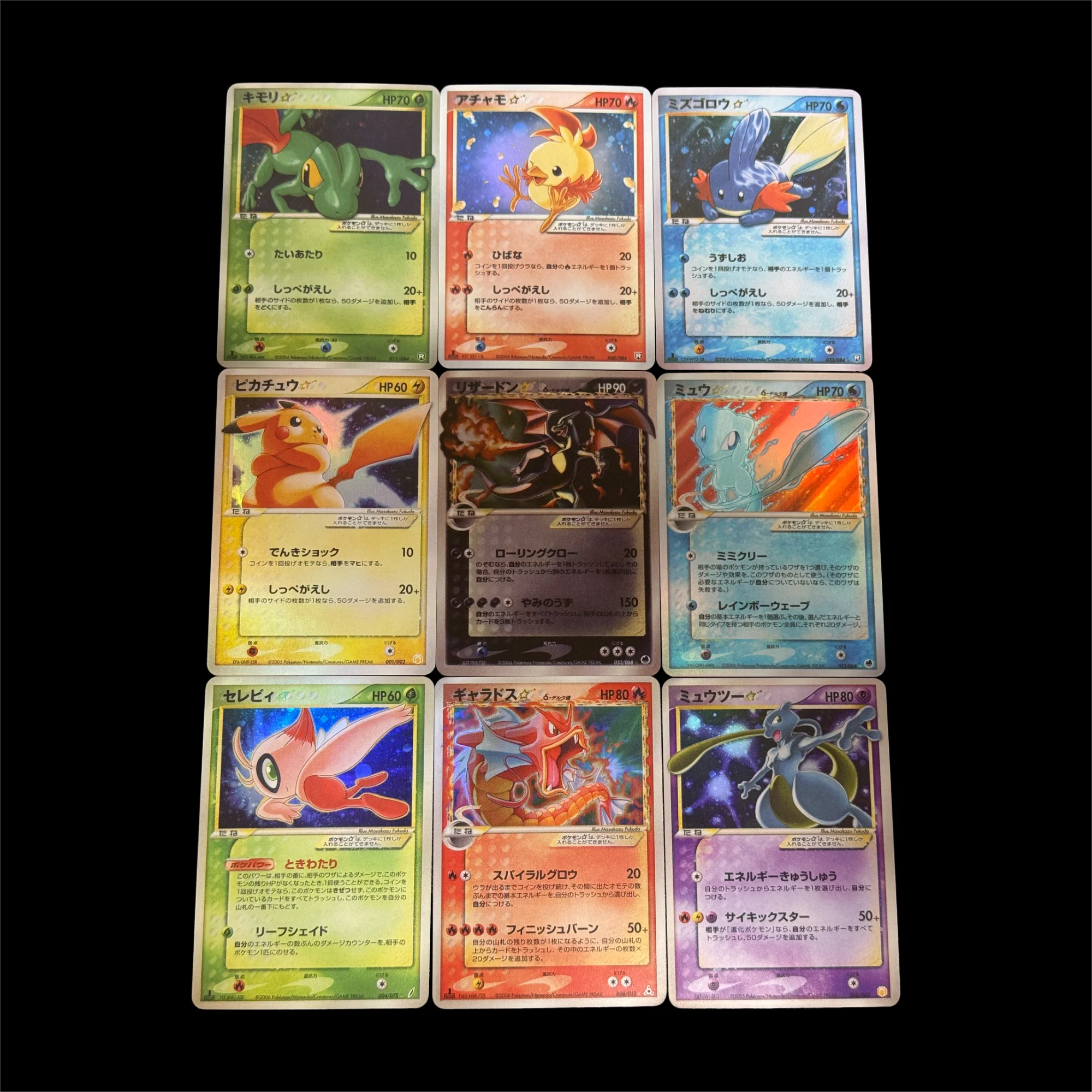 9 шт./компл. Diy Ptcg японская коллекционная карта Charizard Mew Пикачу Mewtwo Gyarados Celebi Trwwcko Torchic Mudkip Card Toy