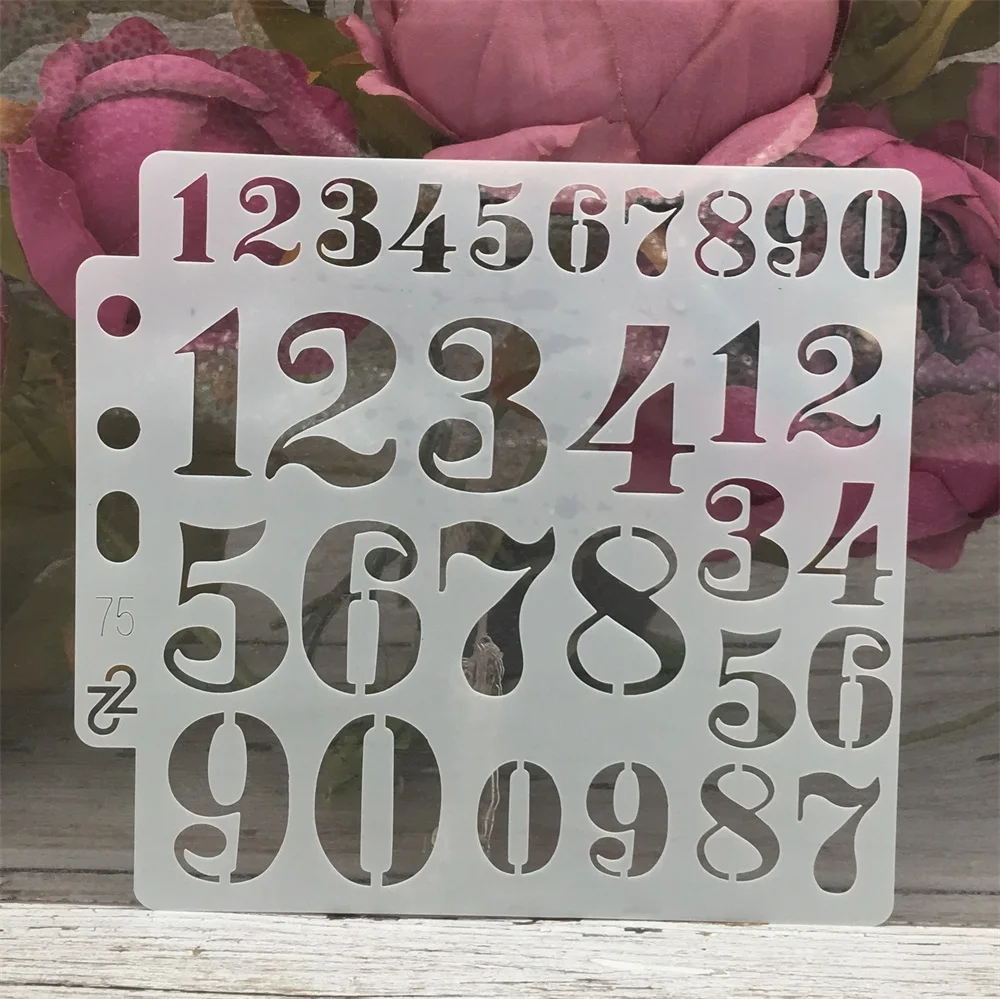 4Pcs/Set 13cm Alphabet Letters Number DIY Layering Stencils Painting Scrapbook Coloring Embossing Album Decorative Template