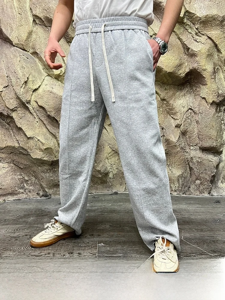 

Модные мужские повседневные брюки прямого кроя с эластичным поясом, из смесового хлопка и полиэстера, весна-осень, новинка, 3D-швы