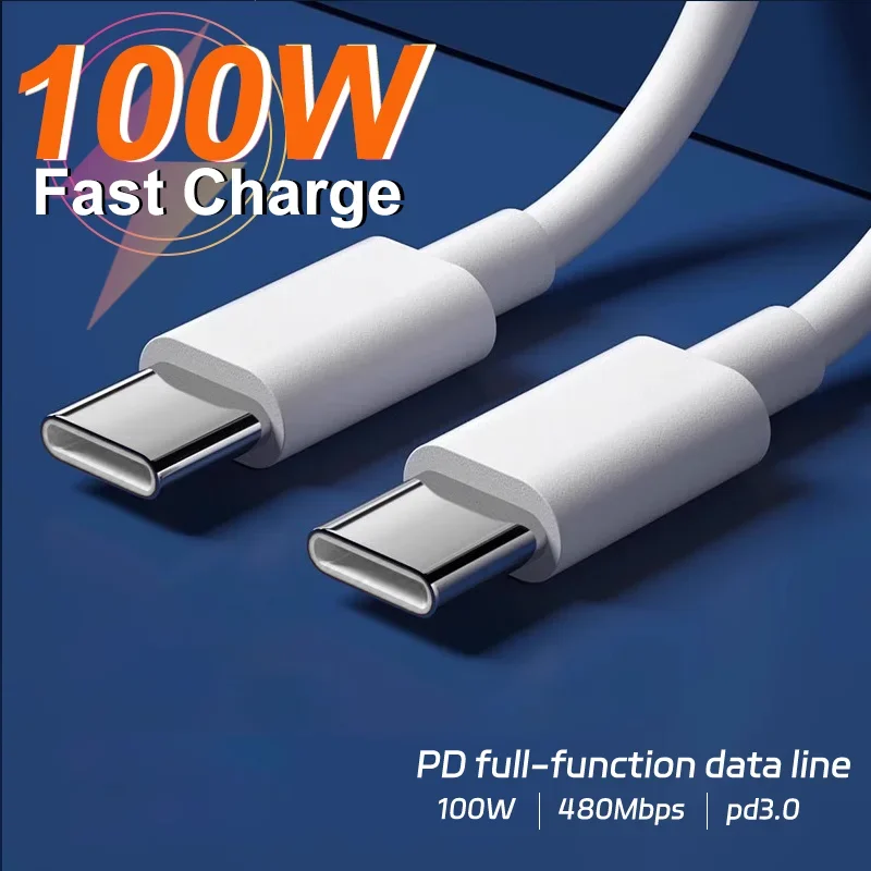 

100W USB Type C To USB C Cable PD Fast Charging Wire Cord For one plus Pad Macbook Samsung Xiaomi Pro Type-C Data Cable 2M 1M