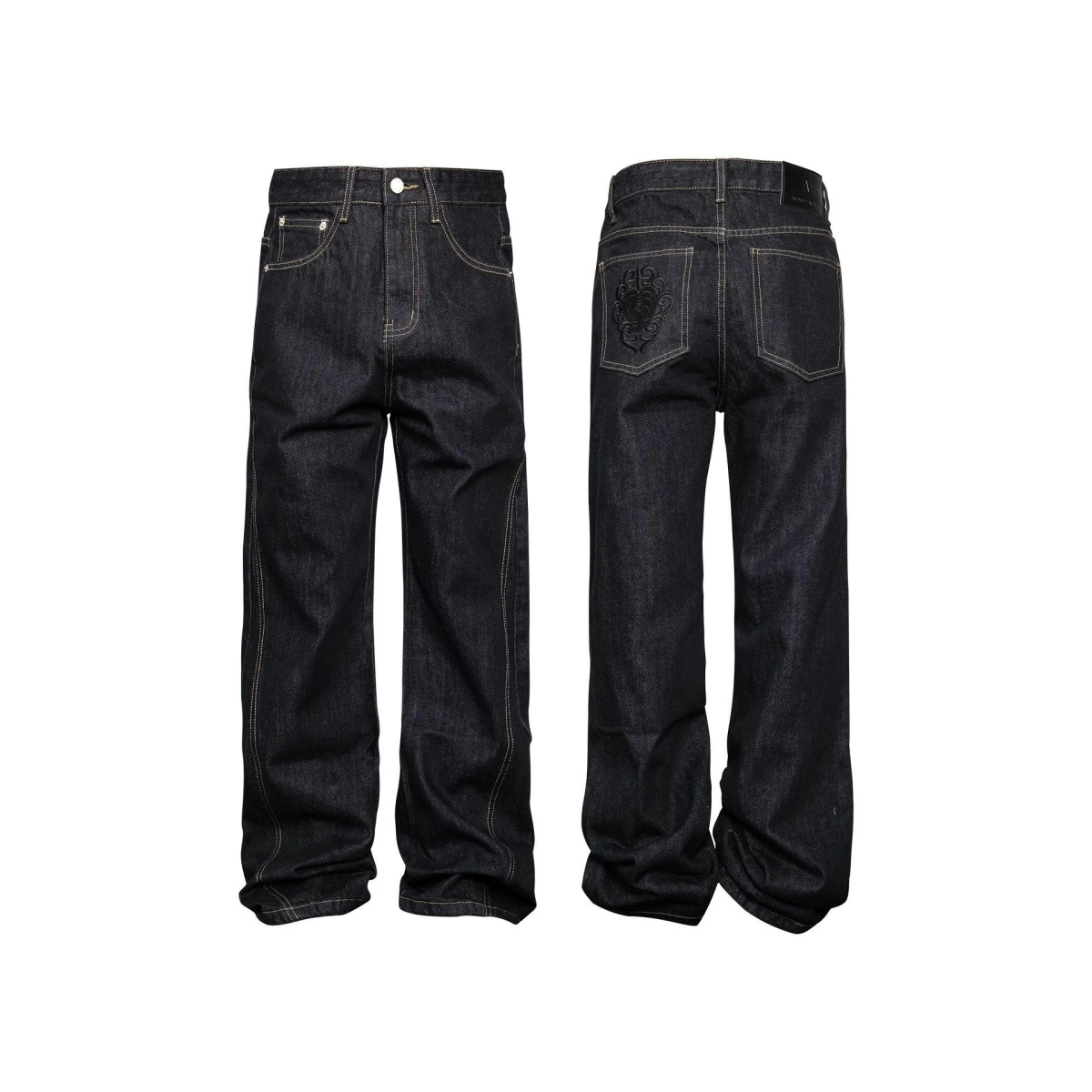 

Hong Kong Sle Men's Jeans Summer New 2024 Personali Letter Print High Street Trendy Long Pants Straight Leg Fit mid Waist