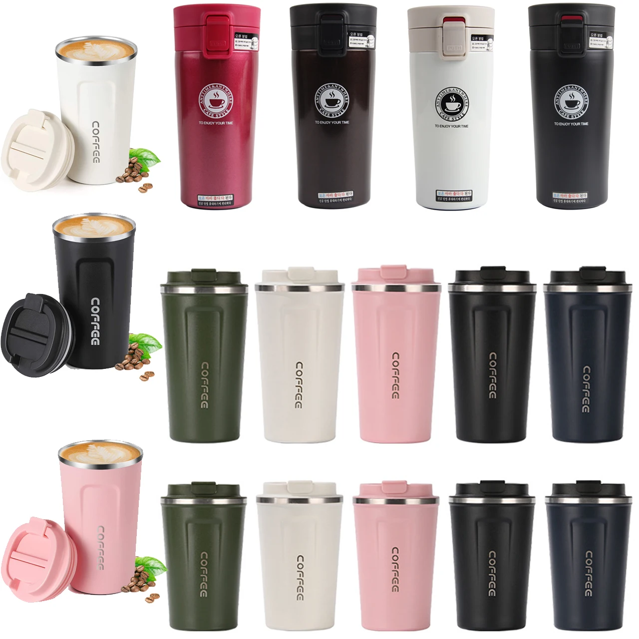 

380ml/510ml Double Stainless Steel Coffee Thermos Mug Travel Thermal Mug Leak-Proof Car Vacuum Flask Travel Insulated Bottle Cup