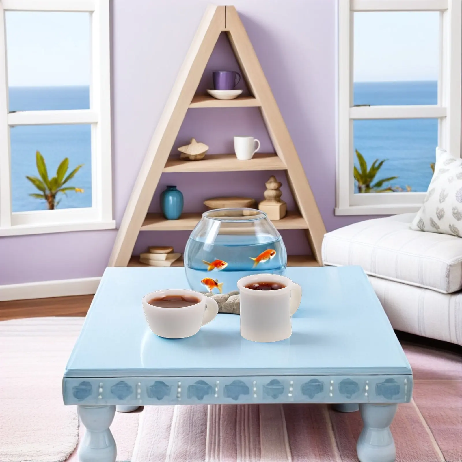 

50Pcs Tiny Coffee Mugs Realistic Miniature Cup Drink Set for Miniature House Accessories Kitchen Tableware Ornament DIY Hanging