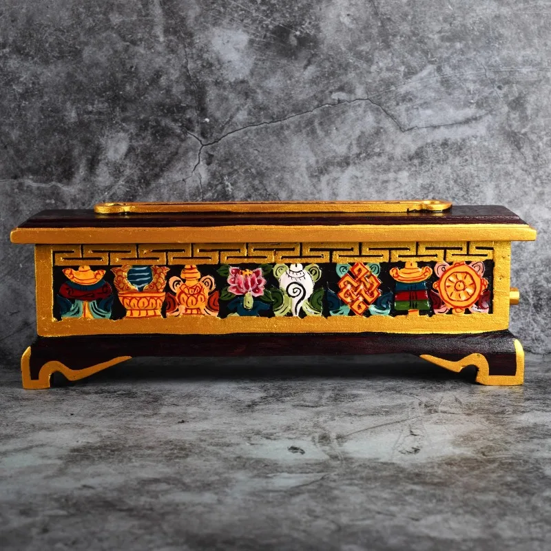 Wooden Painted Lying Incense Burner Handmade Tibetan Censer Home Interior/office/tea Room/yoga Room Fragrance Ceremony Tools