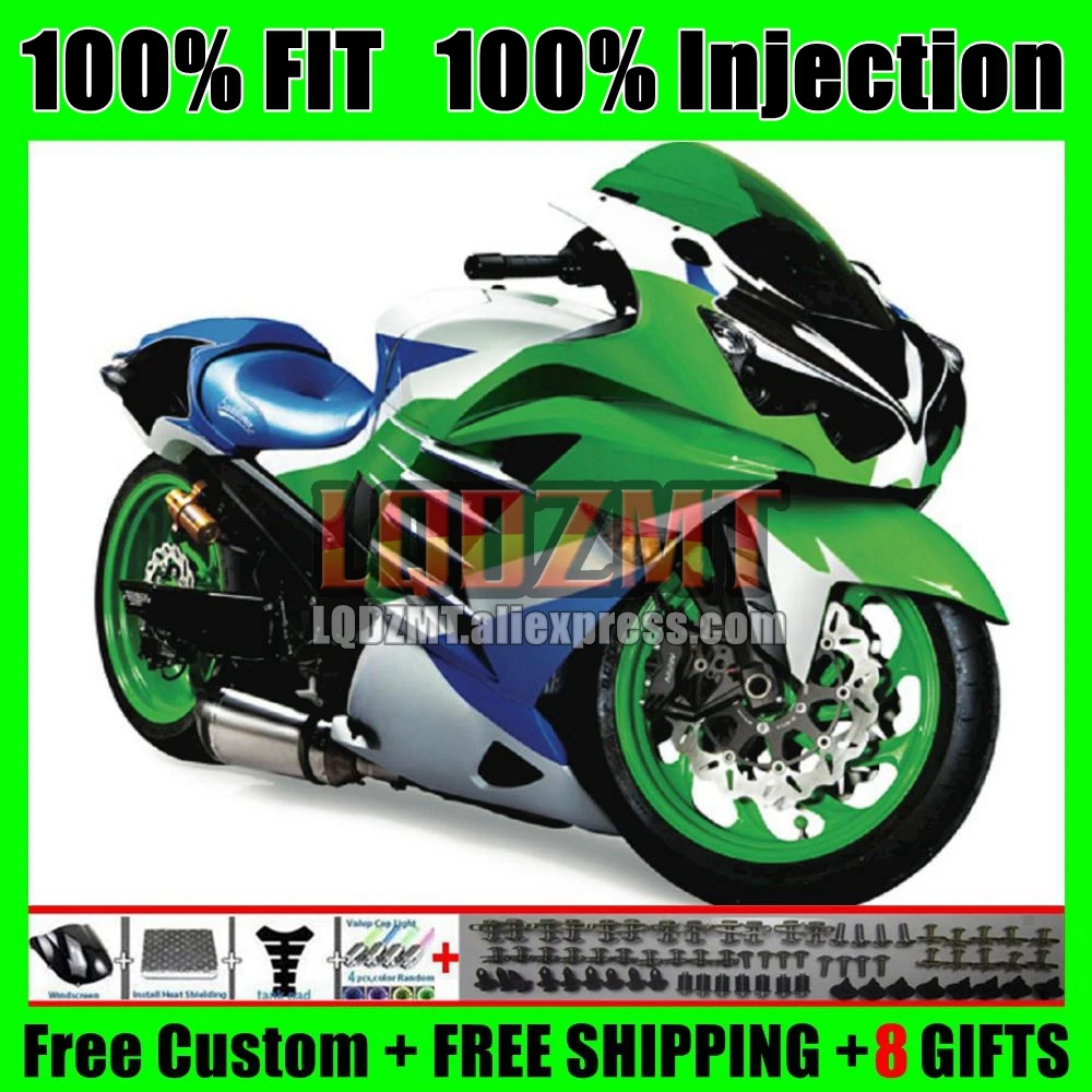 OEM Body For KAWASAKI NINJA ZX-14R ZX14R Green blue 06 07 08 09 10 11 69No.81 ZX 14 14R 2006 2007 2008 2009 2010 2011 Fairing