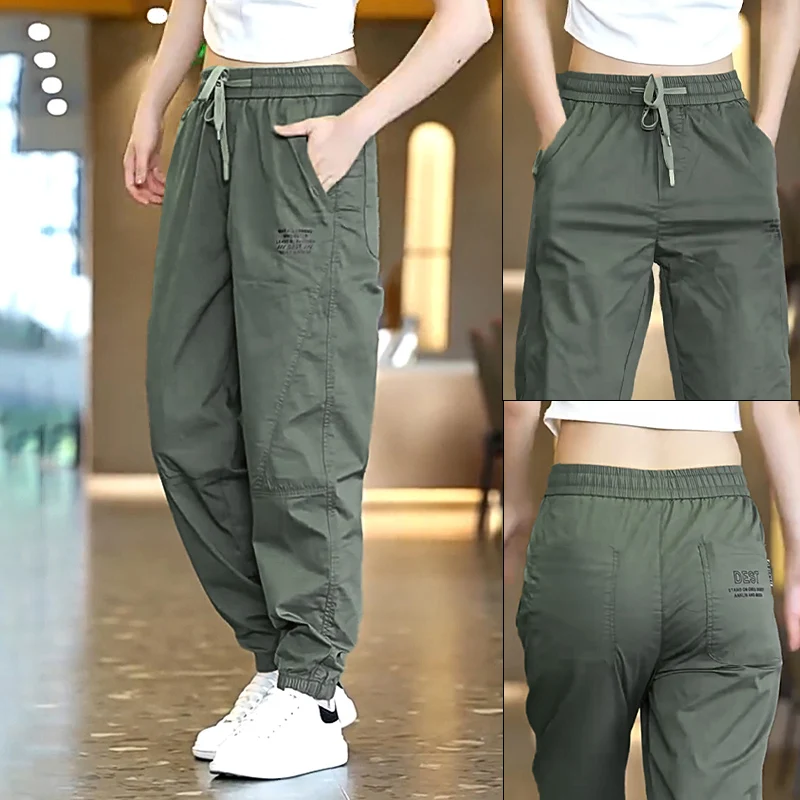 

2026 Summer Men's Thin Breathable Leggings Sports Pants Military Green Jogging Women's Sports Casual Pant Loose Nine-Point Pants