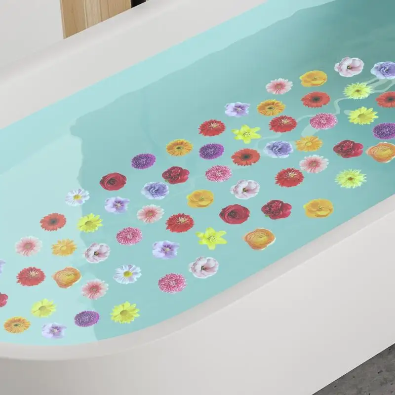 Floral Pattern Bathtub Appliques, Waterproof Non-slip Bathtub Sticker, Bathtub Wall Decals, Bathroom Toilet Decorative Adhesive