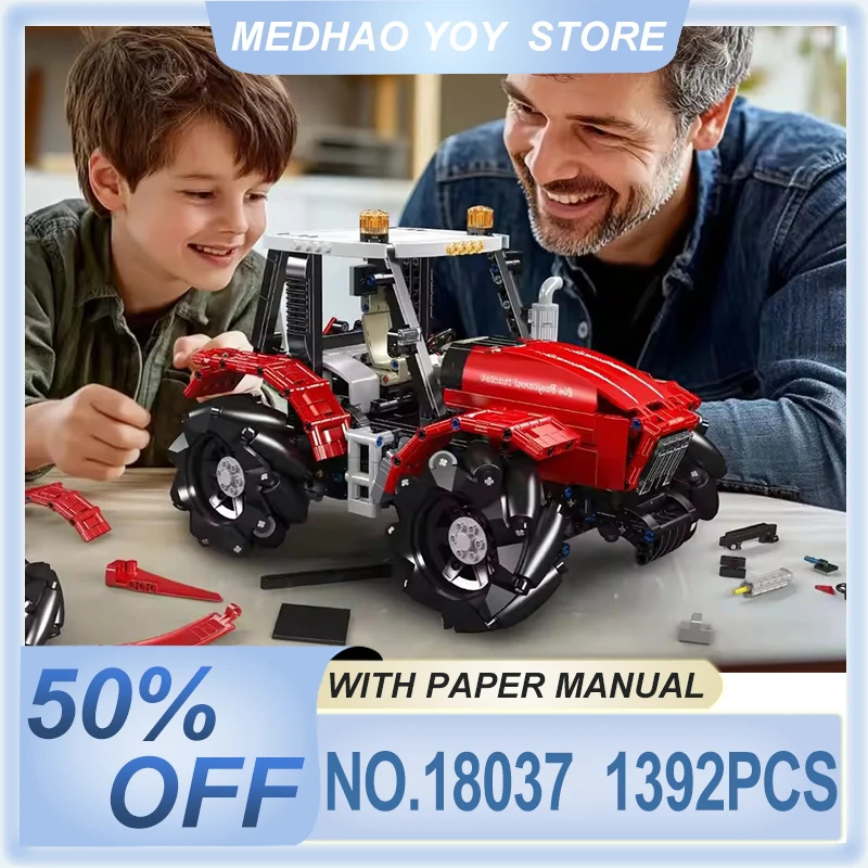 

Vintage Mould King 18037 Technical Truck Building Block Motorized Wheeled Tractor Assembly Brick Puzzle Toys Kid Christmas Gift