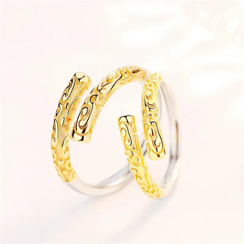Nuevo Westward Journey Wukong personalidad joyería de plata de ley 925 personalidad aro dorado palo pareja anillos de apertura TYB543