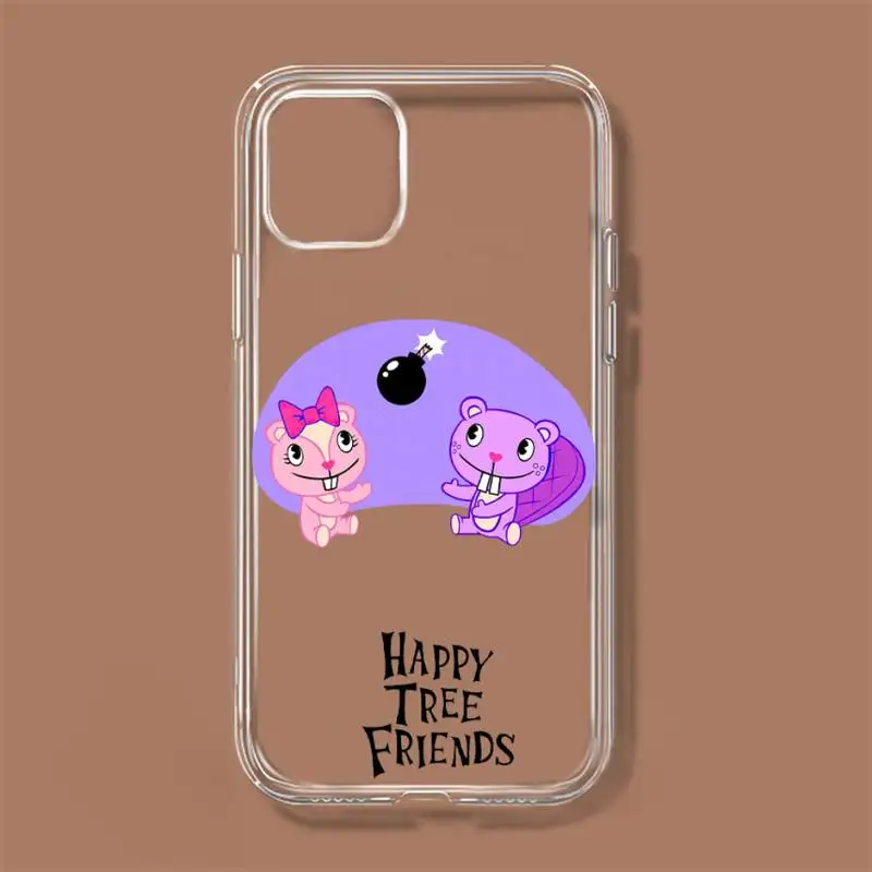 Cute Cartoon Happy tree friends Phone Case For iPhone 11 12 Mini 13 14 Pro XS Max X 8 7 6s Plus 5 SE XR Transparent Shell