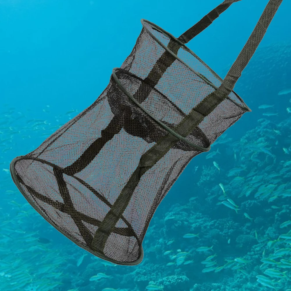 1-3 قطعة قفص الصيد شبكة قابلة للطي شبكة السمك المستديرة طوي شبكة أرضية المحمولة كبيرة كريل المغذية كراب الماسك الصيد يلقي صافي