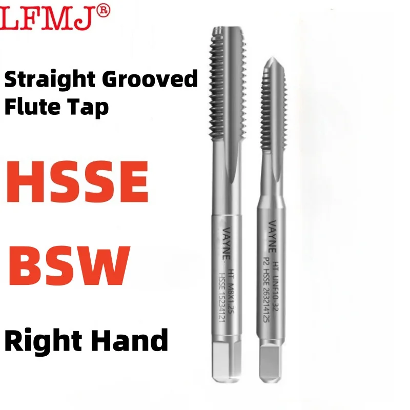 

1pcs HSSE British Straight Grooved Flute BSW 1/8 5/32 3/16 7/32 1/4 5/16 3/8 7/16 1/2 5/8 Machine Thread Taps