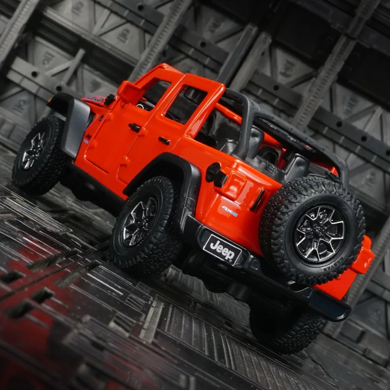 rastar 1:32 simulation Jeep Wrangler Rubicon 4xe alloy car model, doors and hood can be opened suitable for collection