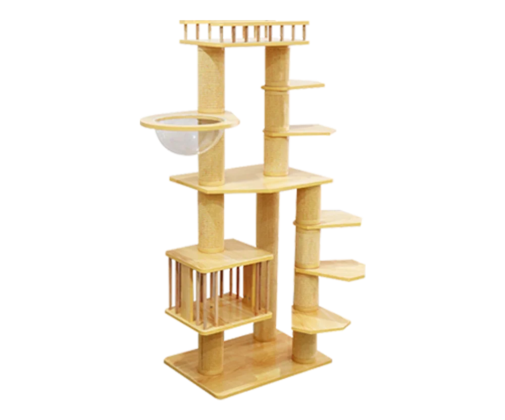 

Cat Tower with Padded Plush Perch and Cozy Basket Luxury Condos Cat Tree with Scratching Board Space Bed