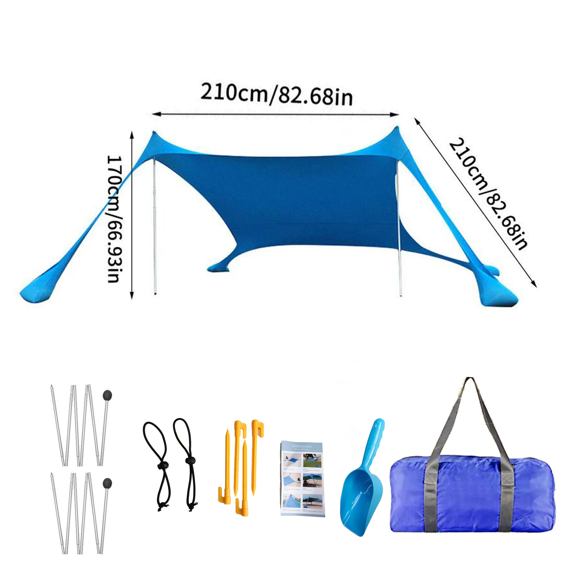 Toldo ligero para la playa, sombrilla portátil de 210x160x160cm, carpa familiar grande para acampar al aire libre y pescar