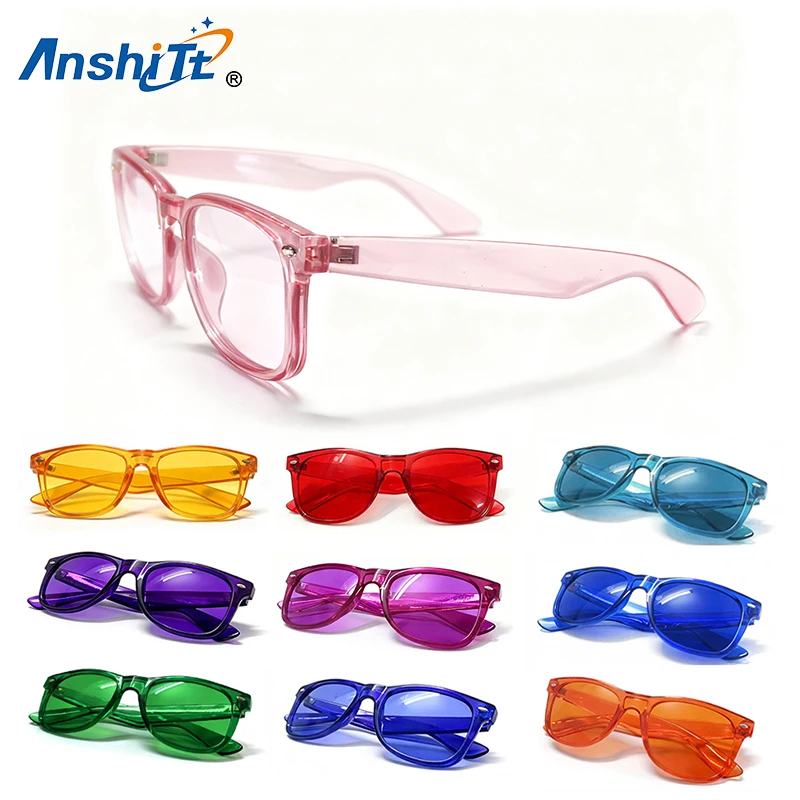 

Различные красочные солнцезащитные очки для психической терапии, забавные легкие расслабляющие очки для лечения чакр для женщин и мужчин, цветные солнцезащитные очки