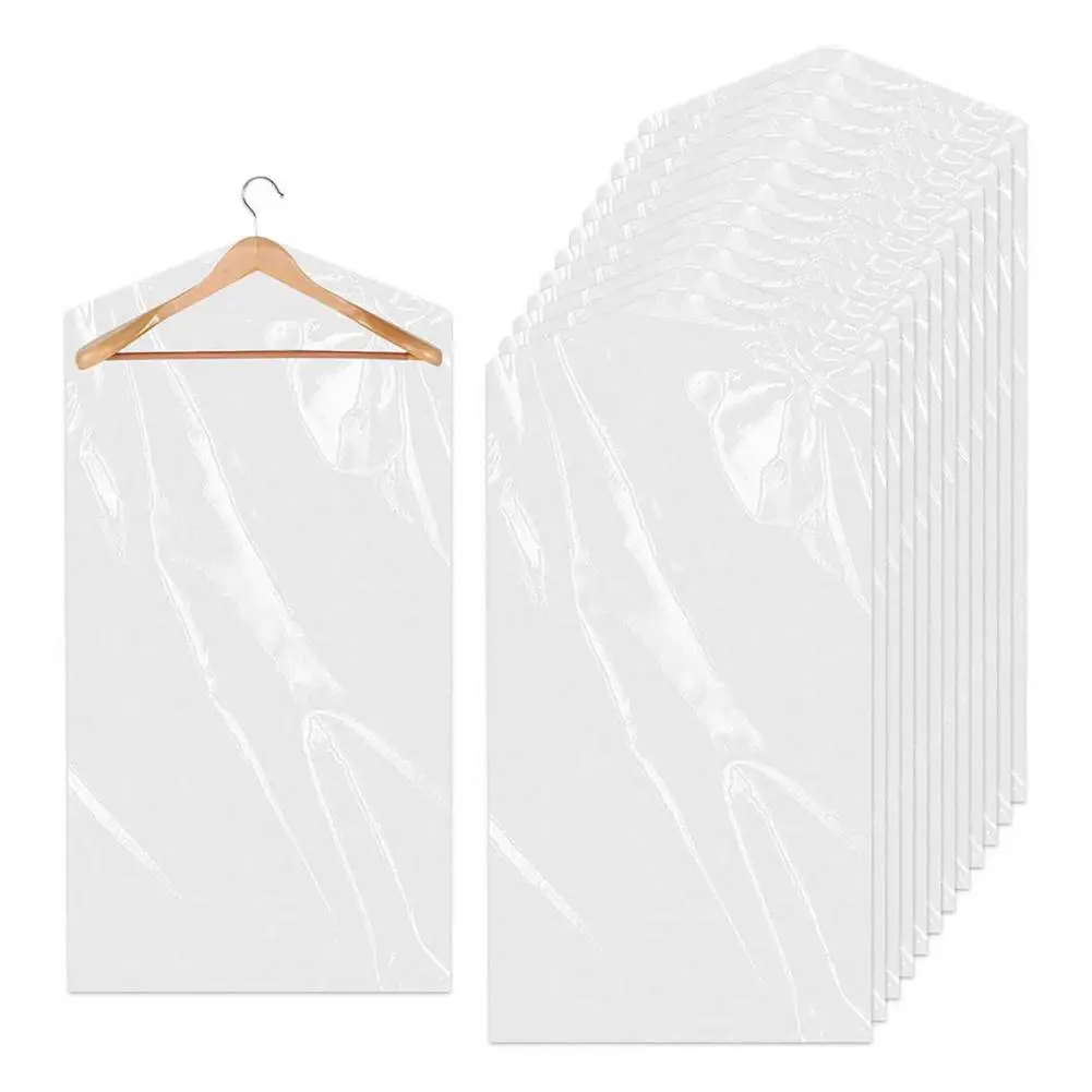 50 Pcs Clothes Storage Pouch Dry Cleaning Bags Clear Dust-proof Plastic Garment Bags Clothing Hanging Storage Bag for Home