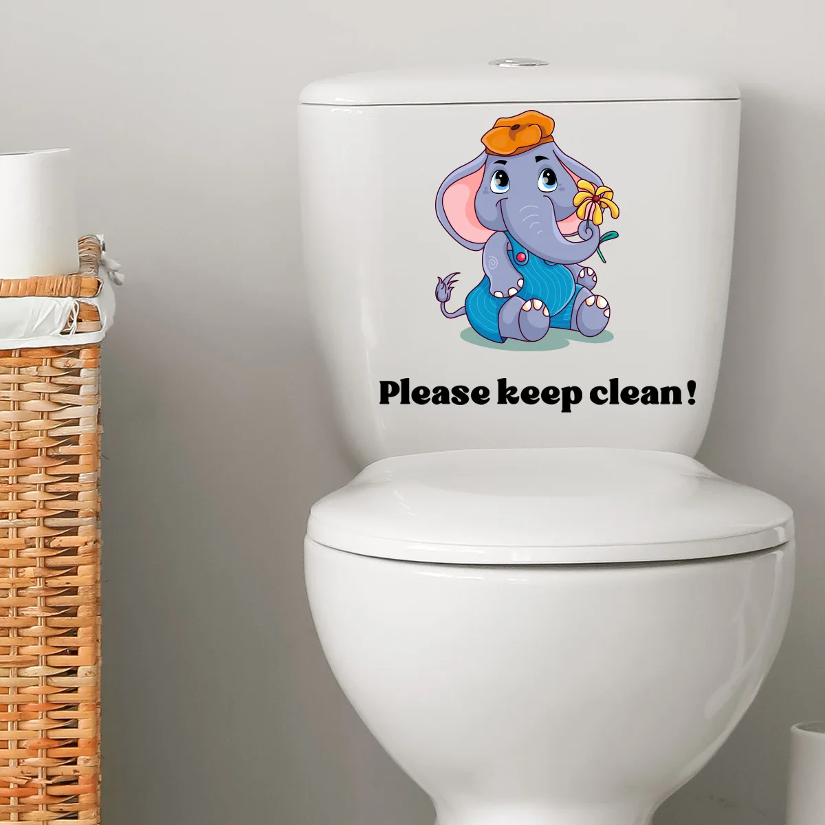 15*20cm Elephant English Slogan Wall Stickers Bathroom Toilet Stickers Toilet Home Decoration Wall Stickers Wallpaper Ms6195
