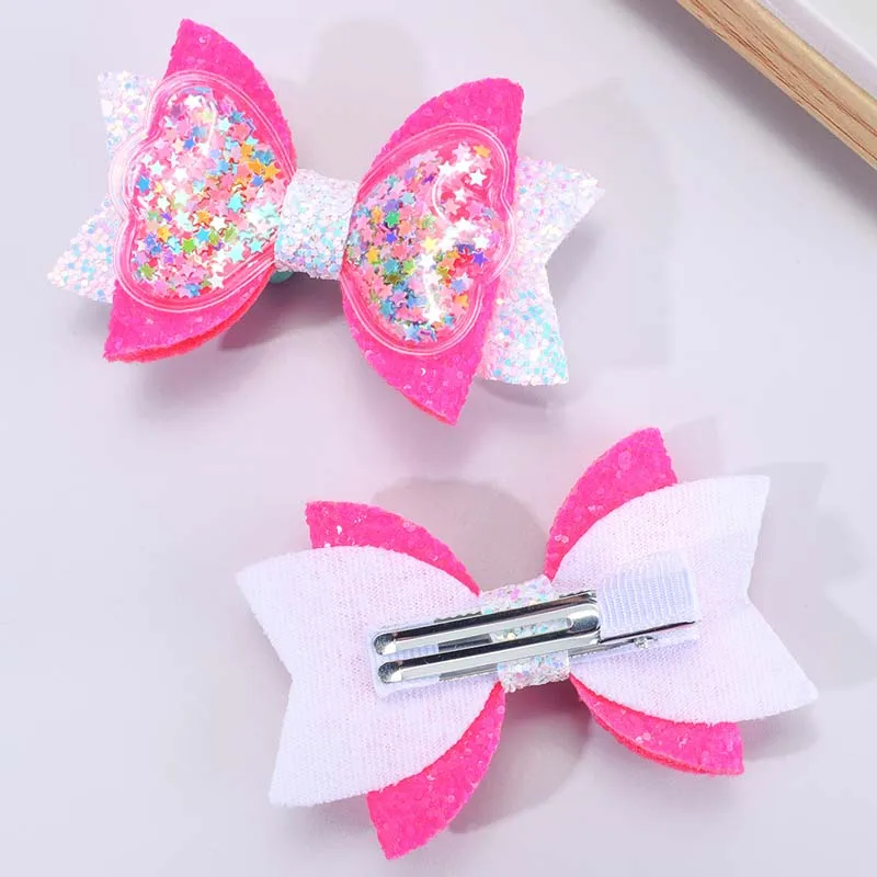 ncmama Waterproof Hair Bows Clips Glitter Star Hairpin for Girl Fashion Mermaid Bowknote Hair Pin Kids Headwear Hair Accessories