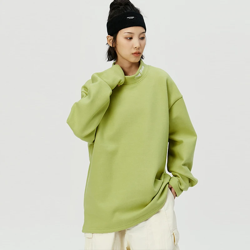 

2024 Autumn Oversized Women Sweatshirt Half High Collar Hoodies Women Casual Loose Pullover Tops Fleece Basic Sweatshirt Hoodie