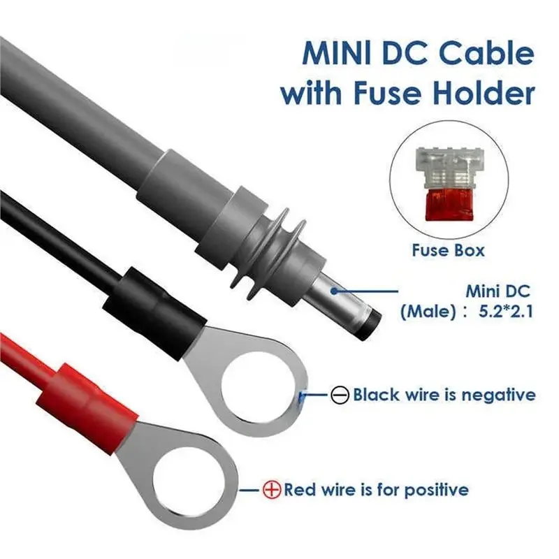 B27B Extension Cord For Starlink Mini 18AWG DIY Power Cable Featuring Automotive Fuse Holder ATC/ATO DC Plug Waterproof Design