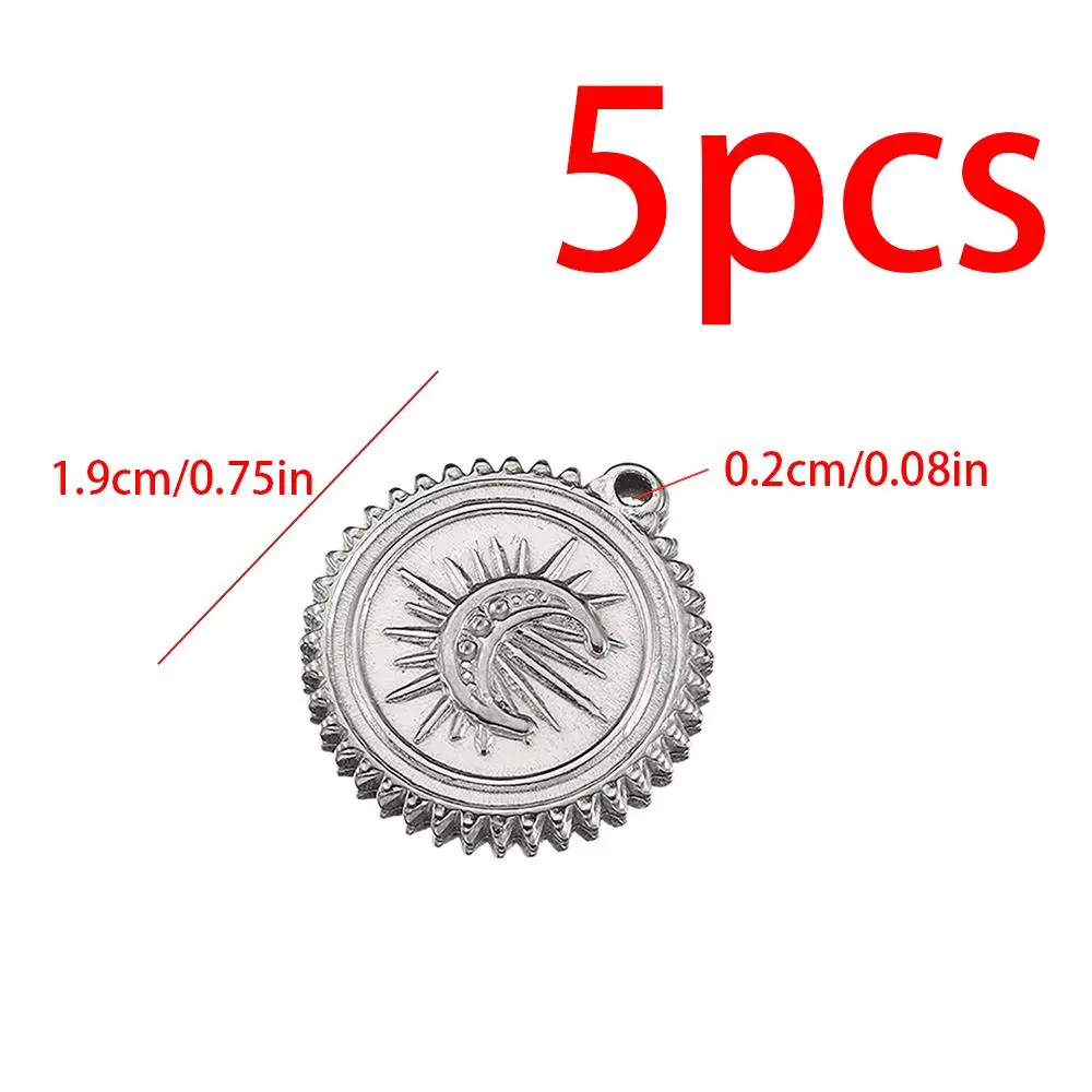 5pcs Stainless Steel Vintage Embossed Matte Sun Moon Pendant Earrings Pendant Jewelry Making DIY Necklace Pendant Accessories image 4