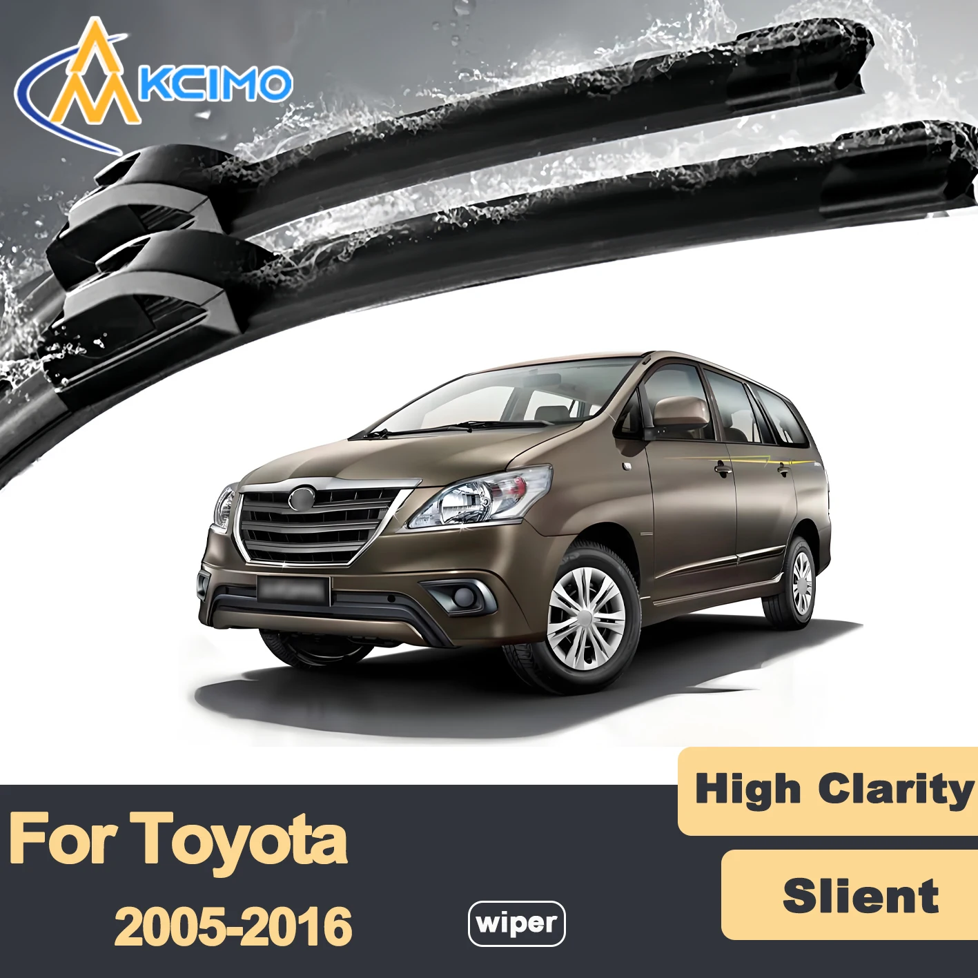 

Premium Rubber Durable Silent Windshield Wiper Blades 2pcs for Toyota Innova AN40 2005-2016 Kijang Front Wiper Blades Set